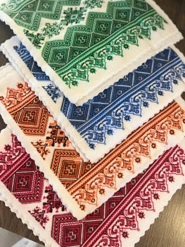 Комплект полотенец для кухни с украинским орнаментом 30*30см 20 шт Белый (П4К-rai-kuhnya-002)