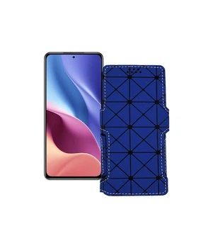 Чохол-книжка з екошкіри для телефону Xiaomi Redmi K40 2021 Синій ромб