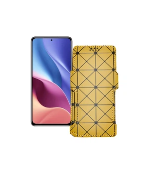 Чохол-книжка з екошкіри для Xiaomi Redmi K40 2021 Золотий ромб