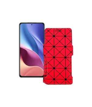 Чохол-книжка з екошкіри для телефону Xiaomi Redmi K40 2021 Червоний ромб