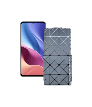 Чохол-фліп із екошкіри для телефону Xiaomi Redmi K40 2021 Сірий ромб