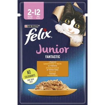 Влажный корм для котов Purina Felix Fantastic Junior с курицей в желе 85 г 26 шт