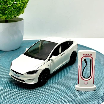 Машина Автосвит Tesla Model X инерционная открываются двери капот багажник 17см Белая (AP-2004)