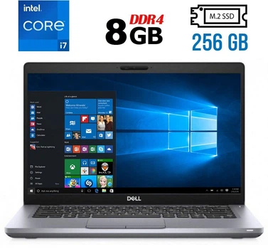 Ультрабук Б-класс Dell Latitude 5411 / 14" (1920x1080) IPS / Intel Core i7-10850H (6 (12) ядра по 2.7 - 5.1 GHz) / 8 GB DDR4 / 256 GB SSD M.2 / Intel UHD Graphics / WebCam / HDMI / Windows 10 б/у