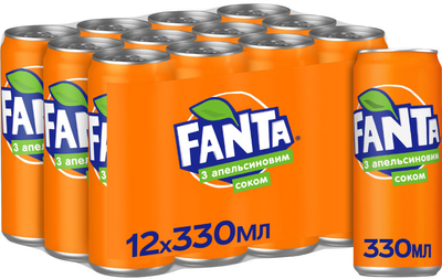 Напій безалкогольний сильногазований Fanta Апельсин 0.33 л х 12 шт (5449000011527)