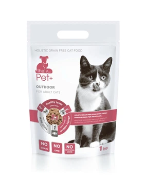 Сухой беззерновой корм thePet+ OUTDOOR для взрослых кошек со свежей свининой и уткой 1кг