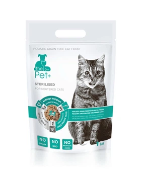 Сухой беззерновой корм thePet+ STERILISED для стерилизованных кошек cо свежей птицей и рыбой 1кг