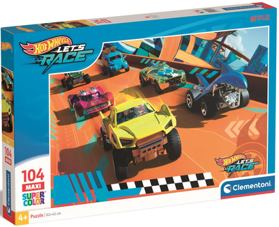 Puzzle Clementoni Maxi Super Kolor Hot Wheels 104 elementy (8005125257621)