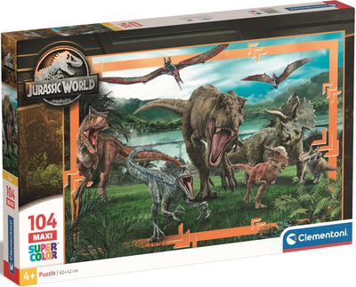 Puzzle Clementoni Maxi Super Kolor Jurassic World 104 elementy (8005125237708)