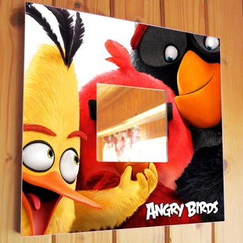 Зеркало "Герои мультфильма Angry Birds" украшение в детскую комнату, спальню, игровую, кафе
