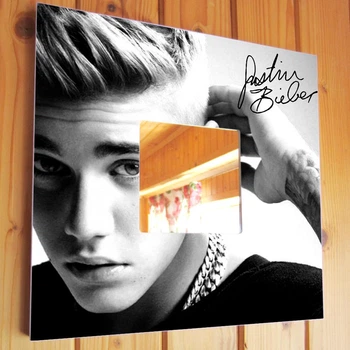 Зеркало с фото "Певец Джастин Бибер. Justin Bieber" для фанатов поп музыки, украшение интерьера в спальню, кафе