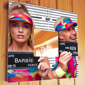 Декоративное зеркало "Фильм. Барби. Barbie. Марго Робби" украшение интерьера для любителей кино, сувенир в спальню, кафе, бар