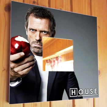 Декоративное зеркало "Сериал Доктор Хаус. House, M.D. Хью Лори" украшение подарок фанатам тв-сериала в спальню, кафе, бар
