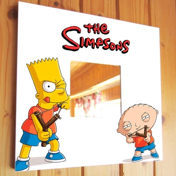 Декоративное зеркало "Симпсоны. The Simpsons" герои мультфильма в детскую комнату, спальню, подарок фанату