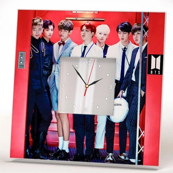 Часы "Группа BTS" сувенир для фанатов корейской K-pop, поп музыки, украшение спальни, кафе, бара, студии, караоке