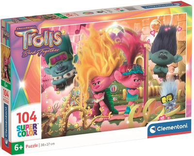 Puzzle Clementoni Super Kolor Trolls 104 elementy (8005125272686)