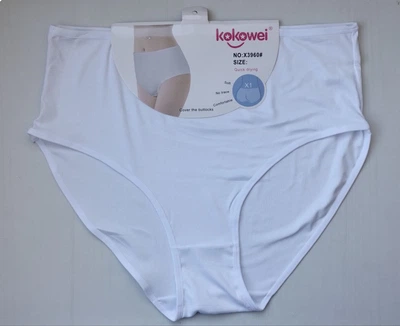 Жіночі трусики Kokowei мікрофібра рубчик білий батал 4XL