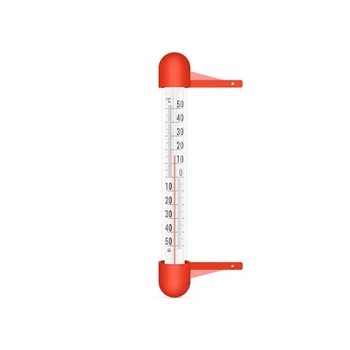 Термометр оконный в стеклянном тубусе -50 ° +50 °C высота 18 см красный