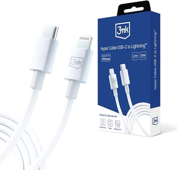 Кабель 3MK Hyper | Type-C to Lightning | 20 Вт | 1.2 м | Белый (5903108541190)