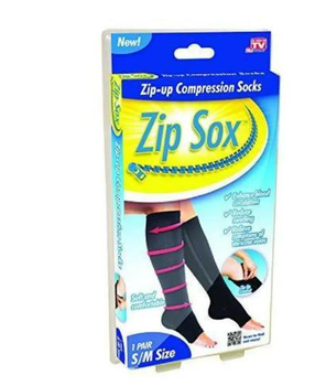 Лечебные компрессионные утягивающие гольфы Zip Sox от варикоза на молнии (Зип Сокс) S/M черные