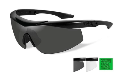Балістичні окуляри Wiley X TALON APEL GREY/CLEAR/MATTE BLACK FRAME CHTAL1 Чорний