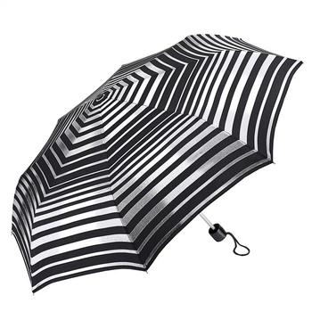 Парасолька жіноча механічна Fulton Minilite-2 L354 Silver Stripes сріблясто-чорна
