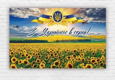 Патриотический плакат "Поле подсолнухов. Солнце" 120х75 см