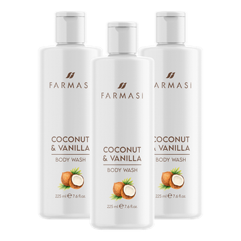 Набор гелей для душа Farmasi Кокос и ваниль, 225 мл х 3 шт
