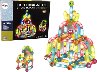 Klocki magnetyczne LEAN Toys Świecące 102 elementy (5905515351126)