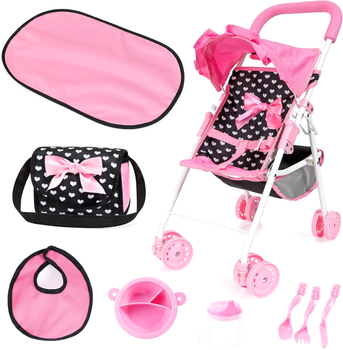 Zestaw akcesoriów dla lalki Bayer Dolls Pushchair Różowy (4003336417876)