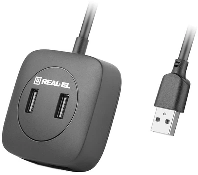 USB-хаб Real-El HQ-177 4xUSB-A 2.0 Чорний (4743304101436)
