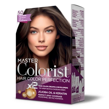 Фарба Master Colorist для волосся 5.0 Світло-коричневий 2x50 мл+2x50 мл+10 мл