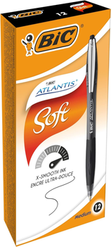 Zestaw długopisów kulkowych BIC Atlantis Soft Czarne 12 szt (3086123307582)