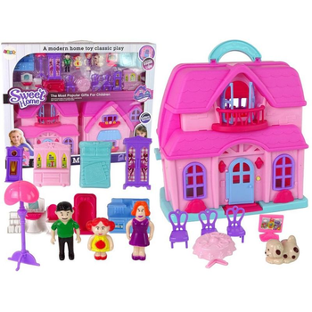 Domek dla lalek Lean Toys Sweet Home ze światłem i dźwiękiem z akcesoriami (5905515352673)