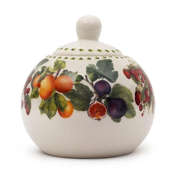Сахарница из фарфора в белом цвете с фруктовым узором Le Primizie Brandani