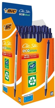 Набір кулькових ручок BIC Ecolutions Clic Stick Сині 50 шт (3086123175907)