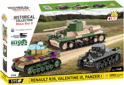 Klocki konstrukcyjne Cobi Historical Collection Renault R35-Valentine IX-Panzer I 595 elementów (5902251027407)