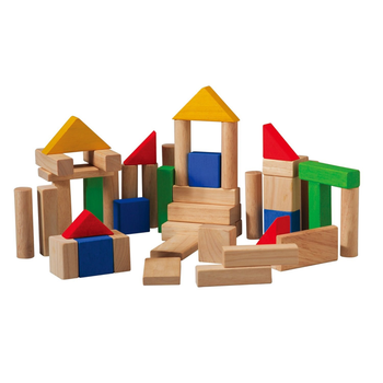 Klocki drewniane Plan toys Klocki kolorowe 50 elementów (8854740055354)