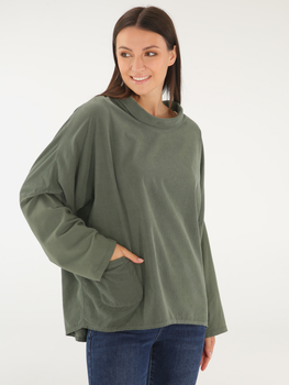 Bluza damska bez kaptura oversize Unisono 170-1110-1 L Zielona (5906140621608)