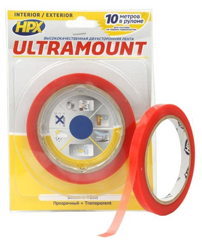 Ультра-тонкая прозрачная двусторонняя клейкая лента ULTRA MOUNT 6ммх10м HPX UM0610