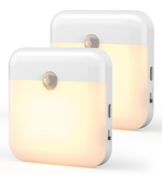Набір світлодіодних ламп нічників XiaMen Sensor Light F6 warm з датчиком руху на акумуляторі 2 шт білий