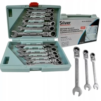 Набор рожково-накидных ключей с трещоткой шарнирные Silver SK-012-01
