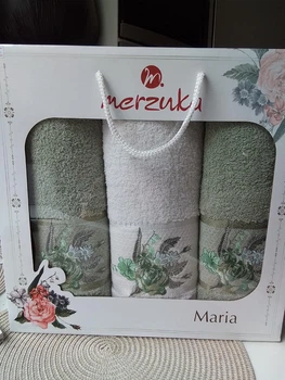 Набір рушників Merzuka 50х90-2 шт., 70х140-1 шт "Туреччина" оливково-білий 908