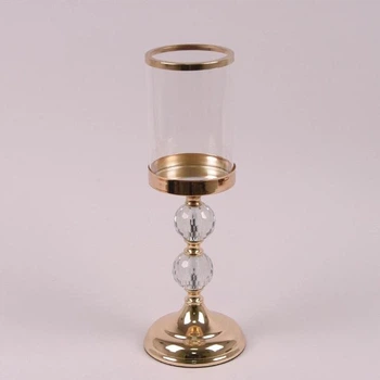 Подсвечник металлический золотой Flora H-37 см. 26845