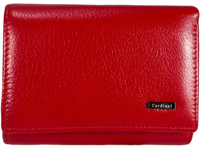 Кошелек женский из натуральной кожи, красный, с застежкой на молнии Cardinal