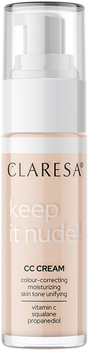 Тональний СС-крем для обличчя Claresa зволожуючий Keep it Nude! 101 Light 33 г (5903819812701)