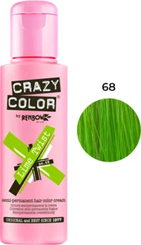 Безамиачная краска для волос полуперманентная Crazy Color Lime Twist №68 ярко-зелёный оттенок, 100 мл