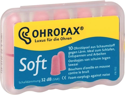 Пенные беруши для сна Ohropax Soft 5 пар розового цвета SNR 32 дБ