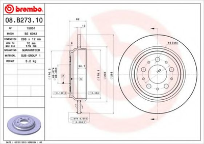 Тормозной диск Brembo (08B27310)