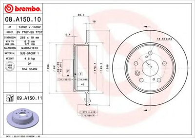 Тормозной диск Brembo (08A15011)